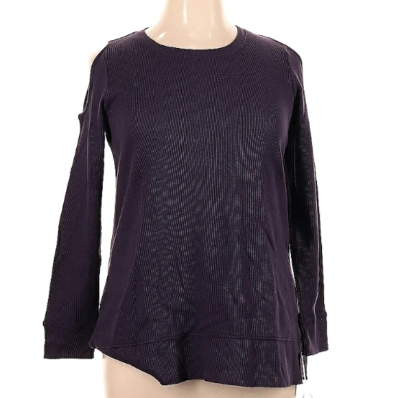 NWT Style&Co Purple‎ Thermal Long Sleeve Cold Shoulder Scoop Neck 0x - Picture 1 of 2